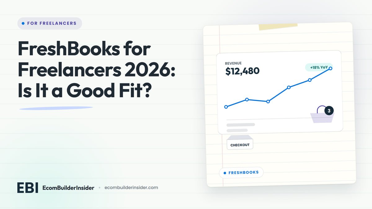 FRESHBOOKS FOR FREELANCERS Storefront And Checkout Illustration With A Rising Revenue Chart, For Freshbooks