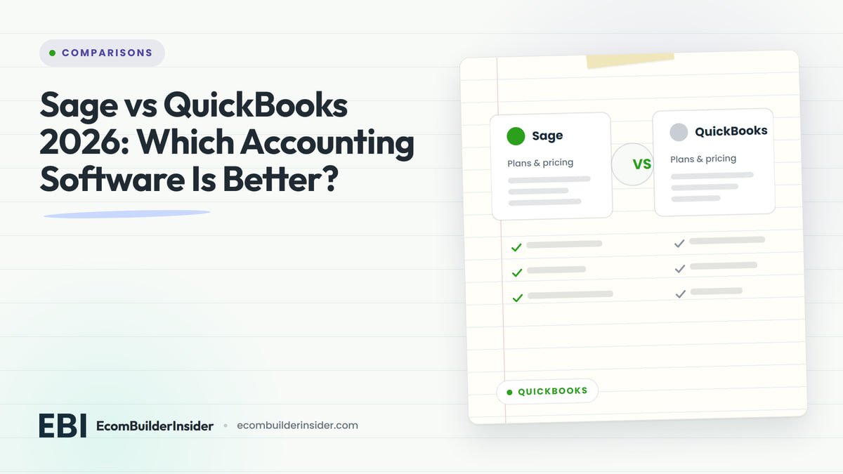 SAGE VS QUICKBOOKS 2026 Two Software Panels Side By Side With A Vs Badge, Comparing Sage And Quickbooks