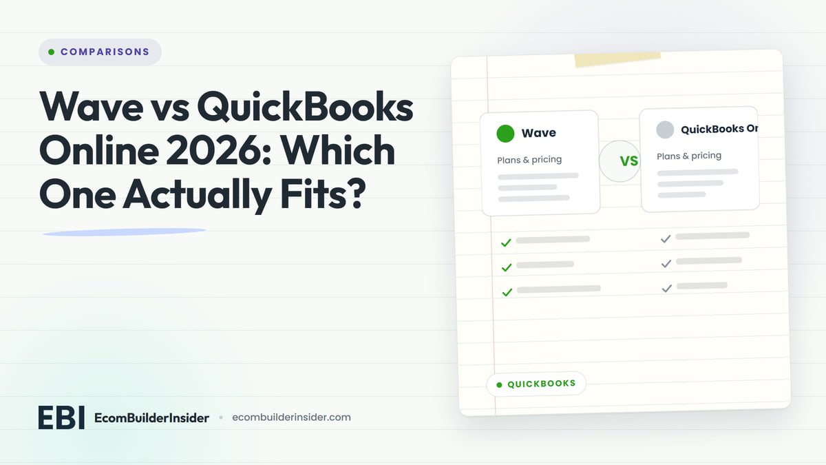 Two Software Panels Side By Side With A Vs Badge, Comparing Wave And Quickbooks Online