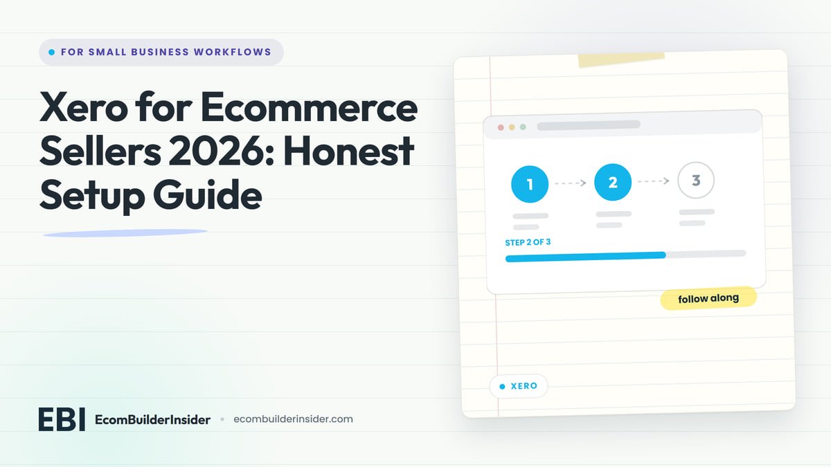 XERO FOR ECOMMERCE Browser Window Illustration With Three Numbered Tutorial Steps, For Xero
