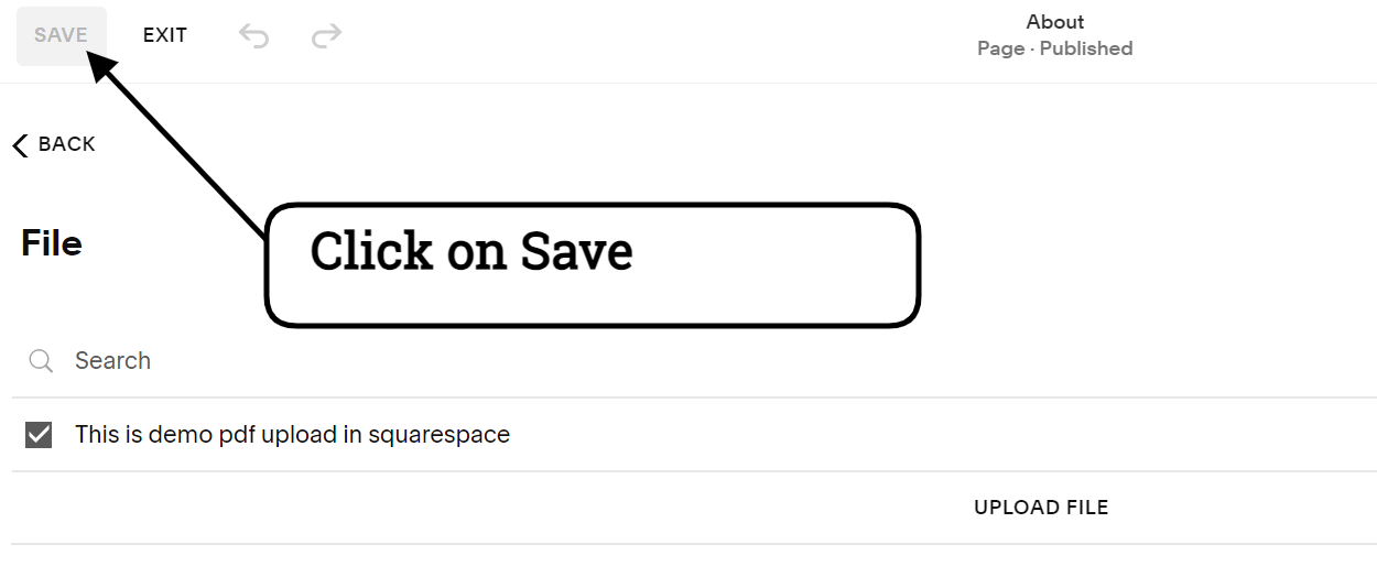 image for click on save in squarespace