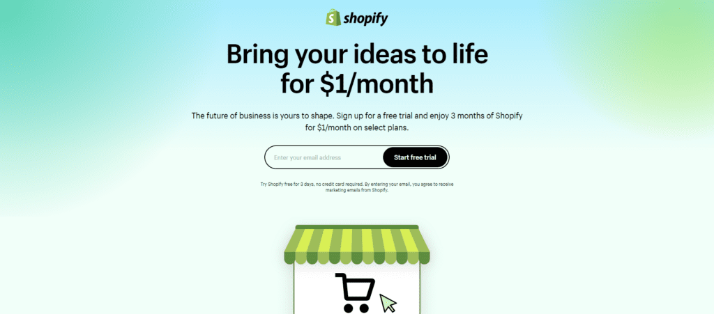 signup for shopify