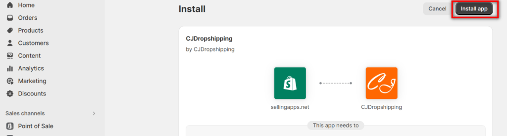 Install CJ dropshipping app