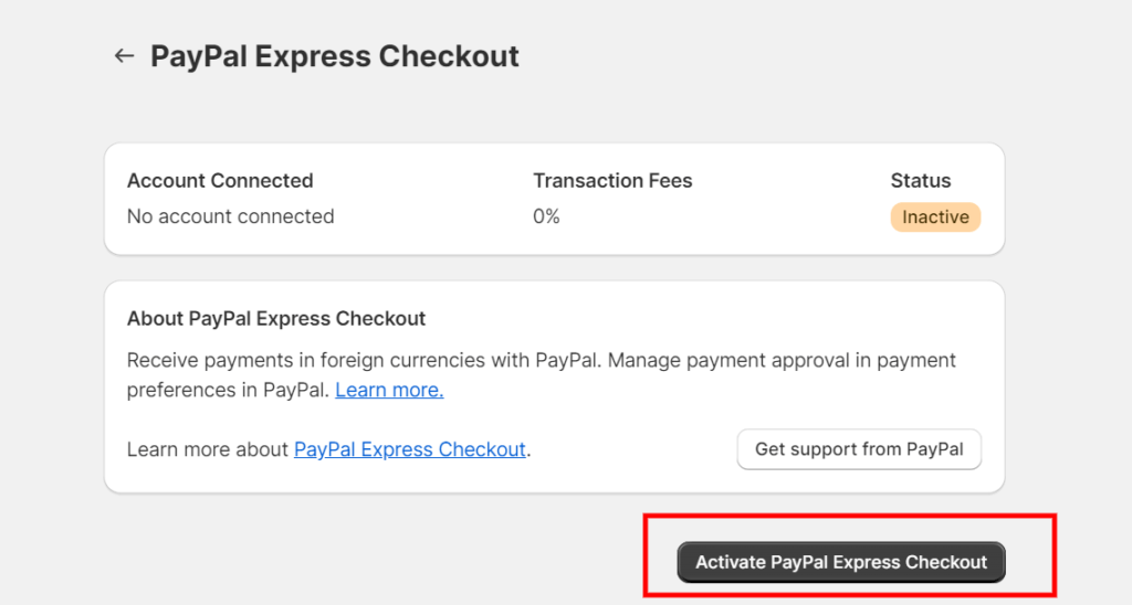 active paypal express checkout