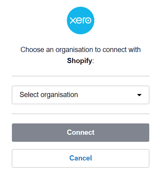 Select organization and click on connect with xero