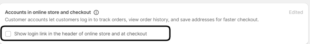 Disable shopify custmer account setting