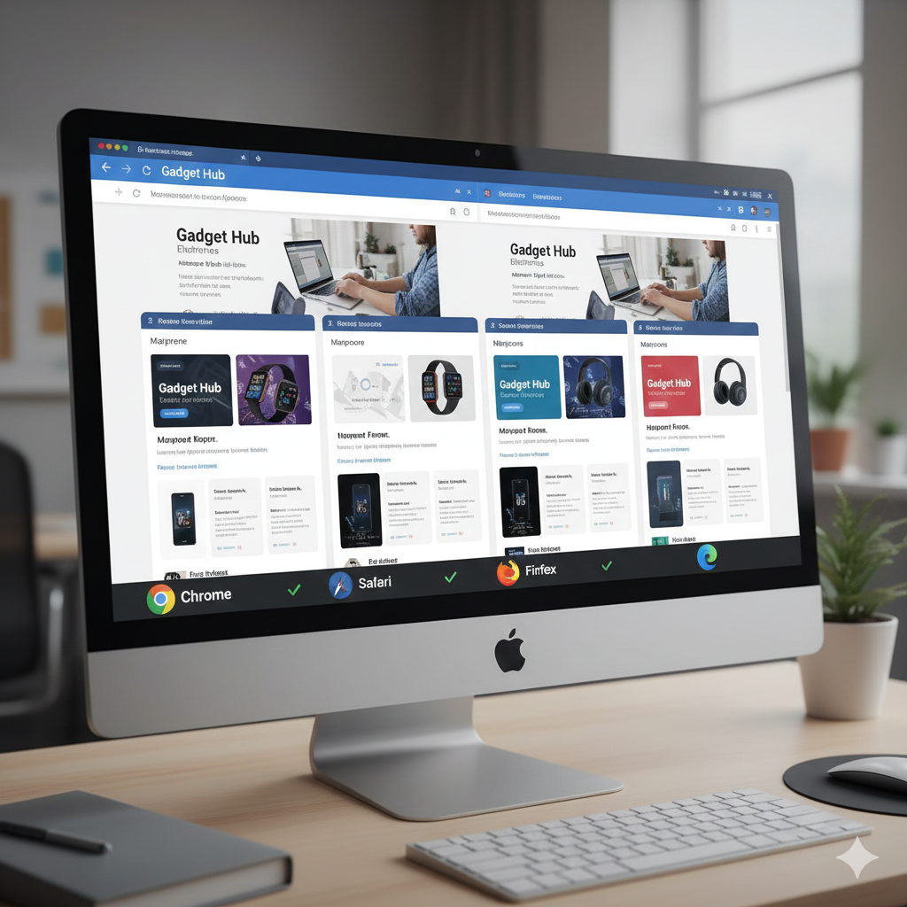 Varias ventanas del navegador muestran el mismo sitio de comercio electrónico