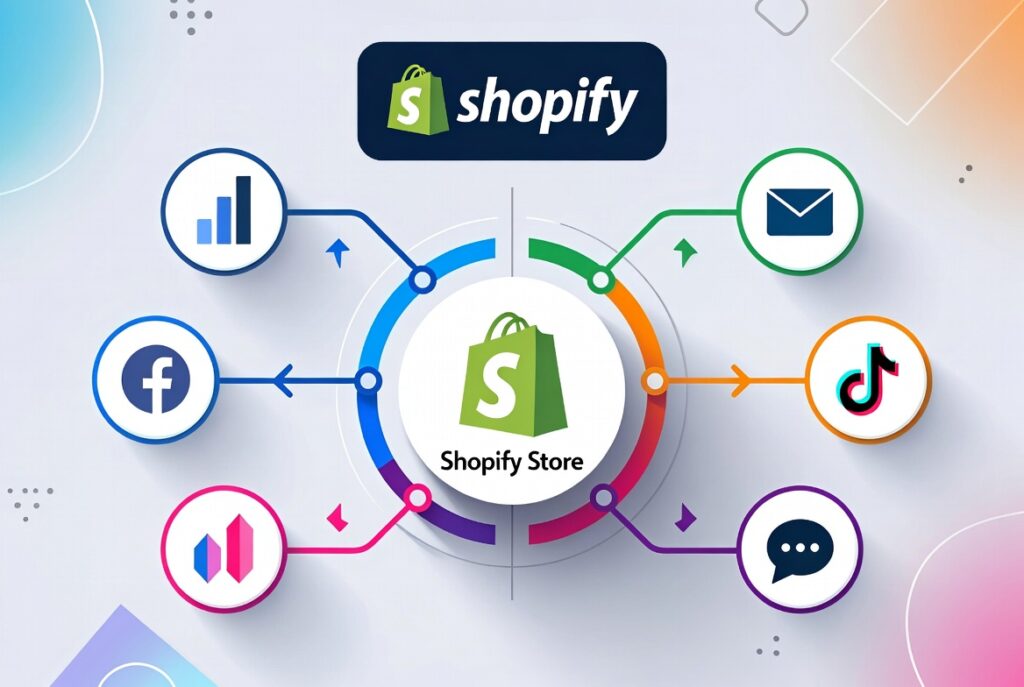 Tienda Shopify en el Centro conectada a varios canales de marketing