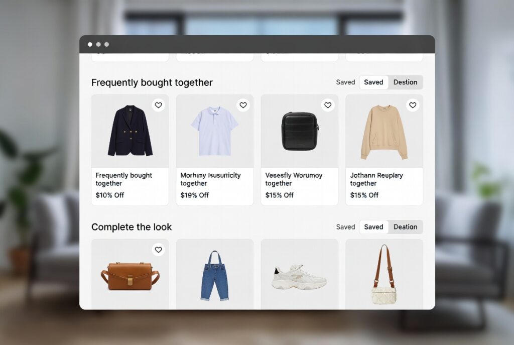 Sección de recomendaciones de productos inteligentes con productos comprados juntos con frecuencia