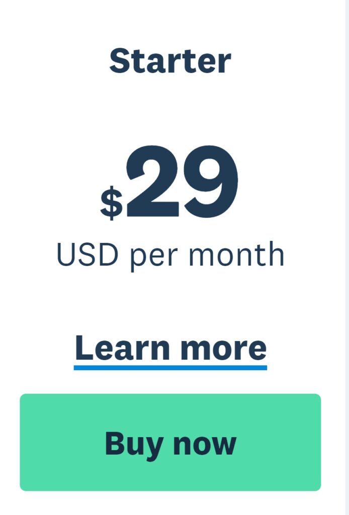 xero pricing Starter — $29/month