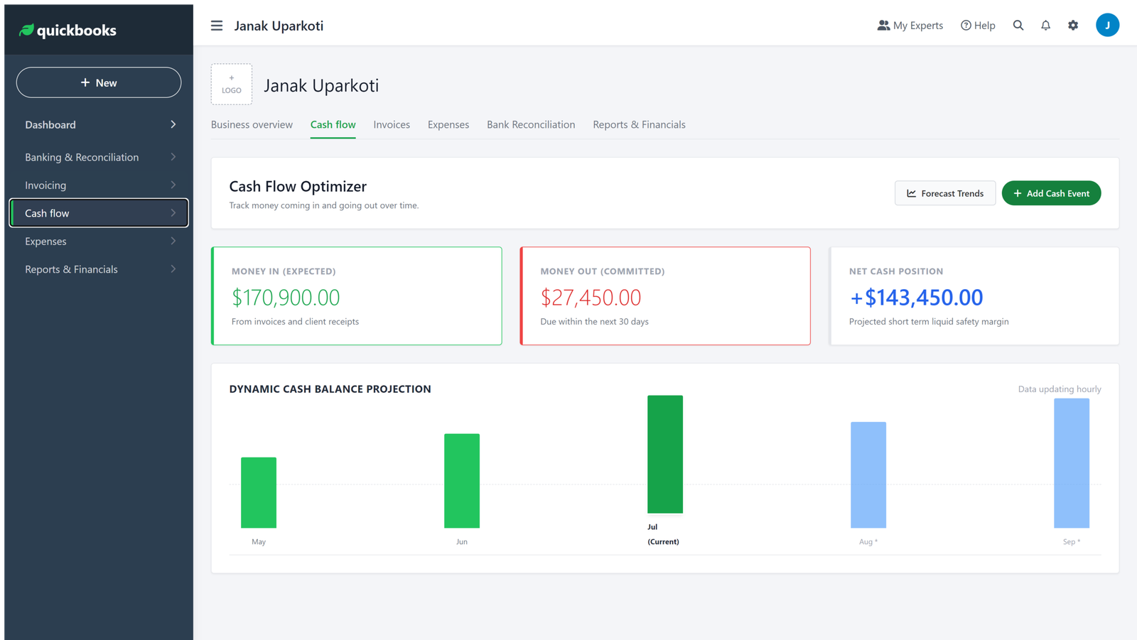 Quickbooks Online Cash Flow View