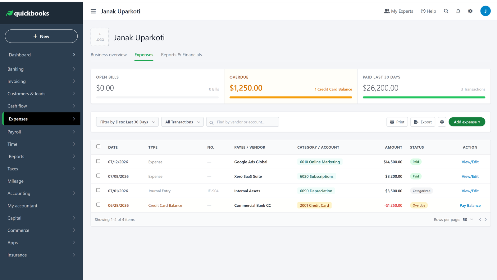 QUICKBOOK EXPENSE SCALED Quickbooks Expense Tracking